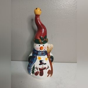 Ceramic Flomo snowman xmas bell ornament